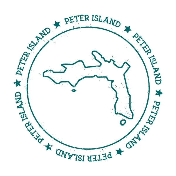 Mapa vectorial de Peter Island Sello de viaje angustiado con texto envuelto alrededor de un círculo y estrellas Island — Vector de stock