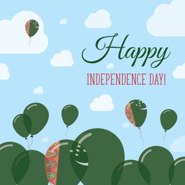 Türkmenistan Bağımsızlık günü düz vatansever tasarım Türkmen balonlar Happy Milli gün bayrak