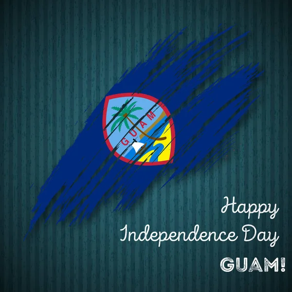 Día de la Independencia de Guam Diseño patriótico Pincelada expresiva en colores de bandera nacional en la oscuridad — Vector de stock