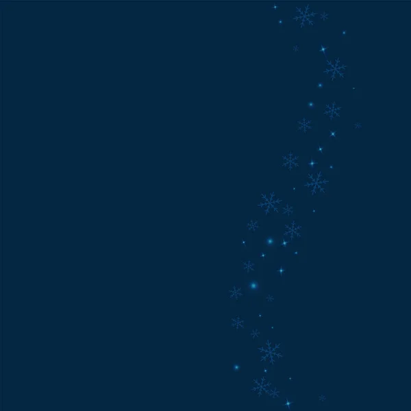 深い青色背景ベクトルのスパース光る雪に輝く雪右波疎 — ストックベクタ
