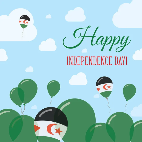Día de la Independencia del Sáhara Occidental Piso Diseño Patriótico Bandera Saharaui Globos Feliz Día Nacional — Archivo Imágenes Vectoriales