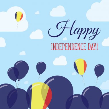 Chad Bağımsızlık günü düz vatansever tasarım Çad bayrağı balonlar Happy Milli gün vektör kartı