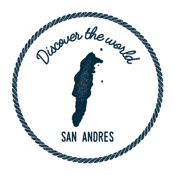 San Andrés mapa en vintage descubrir el mundo insignia estilo Hipster sello postal náutico con — Vector de stock