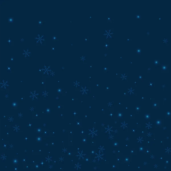 Sparse gloeiende sneeuw onder verloop op diep blauwe achtergrond vectorillustratie — Stockvector