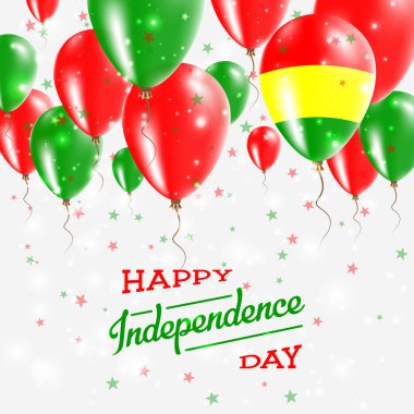 Bolivya vektör vatansever Poster Bağımsızlık günü afişini ülkenin parlak renkli balonlar ile