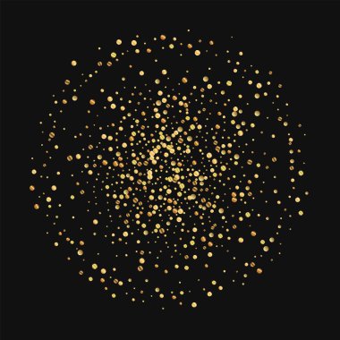 Siyah arka plan vektör çizim üzerinde altın konfeti Çift Kişilik Daire