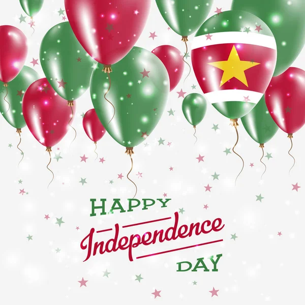 Surinam Vector Patriotic Poster Independence Day Placard con brillantes globos de colores del país — Vector de stock