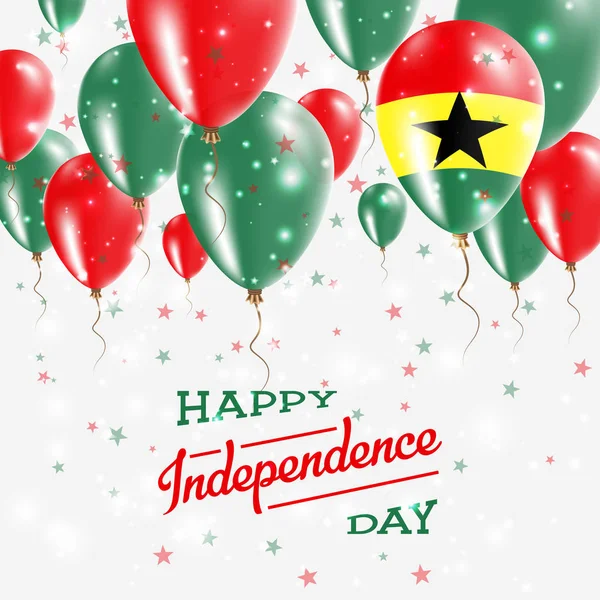 Векторный патриотический плакат "День независимости Ганы" с яркими красочными воздушными шарами страны — стоковый вектор