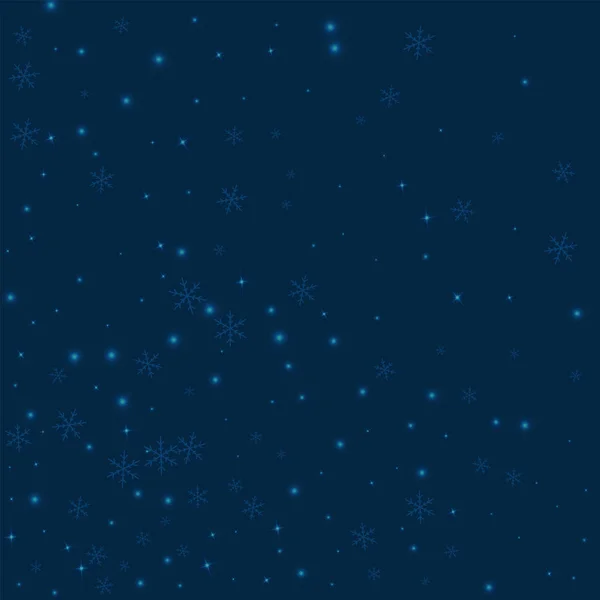 Sparse gloeiende sneeuw Abstract knoeien op diep blauwe achtergrond vectorillustratie — Stockvector