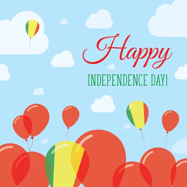 Mali Bağımsızlık günü düz vatansever tasarım Malili bayrak balonlar Happy Milli gün vektör kartı — Stok Vektör