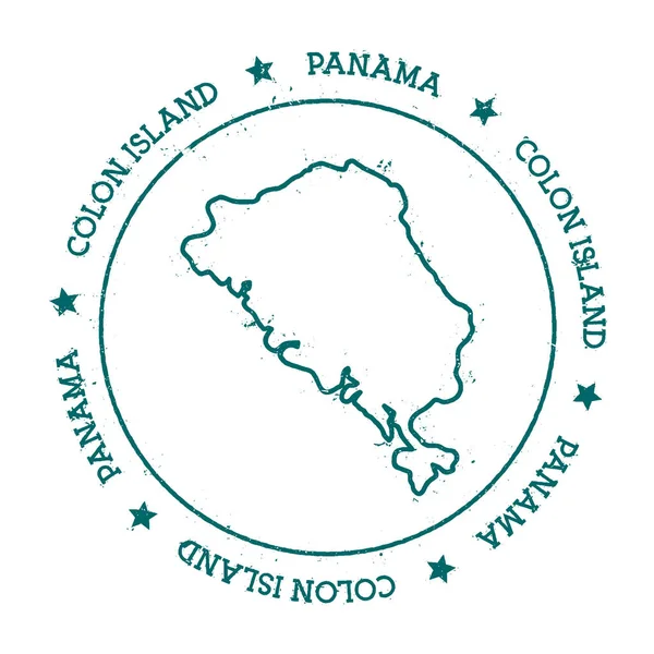 Mapa vetorial Colon Island Carimbo de viagem angustiado com texto envolto em torno de um círculo e estrelas Ilha — Vetor de Stock