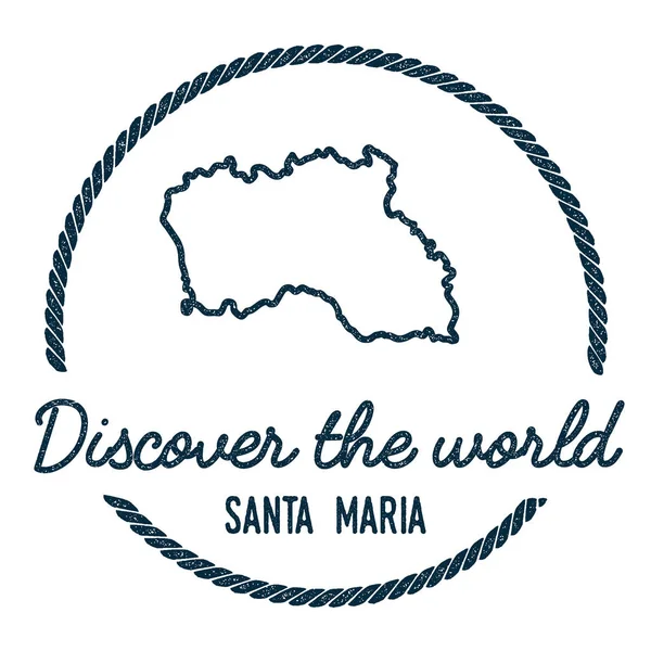 Santa Maria Island Map Outline Vintage Descubre el Sello de Goma Mundial con Island Map Hipster — Vector de stock