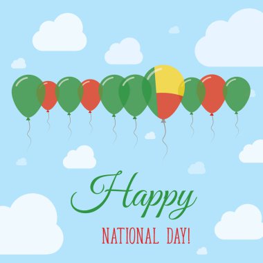 Benin ulusal gün düz vatansever Poster satır balon Beninese bayrağı mutlu renklerde