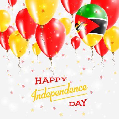 Mozambik vektör vatansever Poster Bağımsızlık günü afişini parlak renkli balonları ile