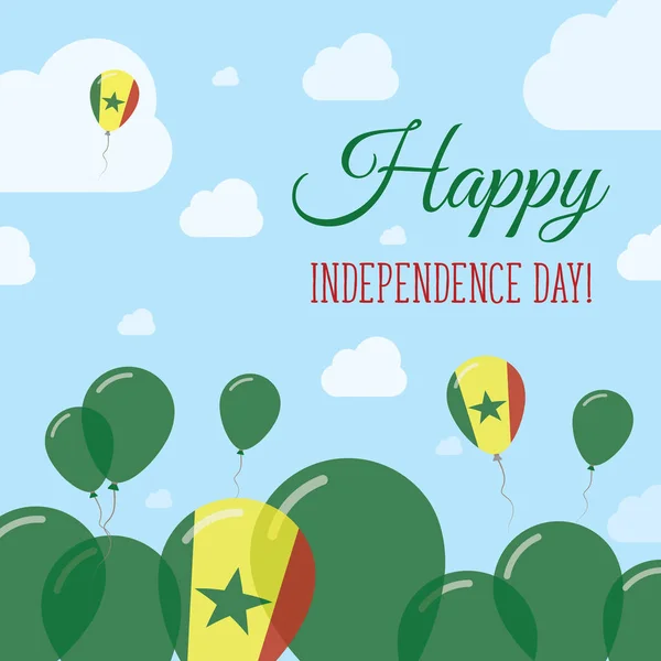 Сенегал День независимости Плоский патриотический дизайн Сенегала Флаг воздушные шары С национальным днем вектор — стоковый вектор