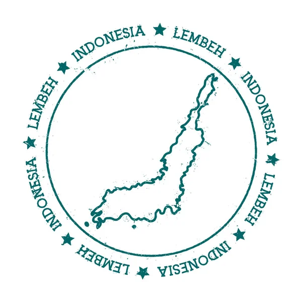 Lembeh mappa vettoriale Timbro di viaggio angosciato con testo avvolto intorno a un cerchio e stelle Isola — Vettoriale Stock