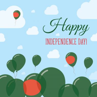 Bangladeş Bağımsızlık günü düz vatansever tasarım Bangladeşli bayrak balonlar Happy Milli gün