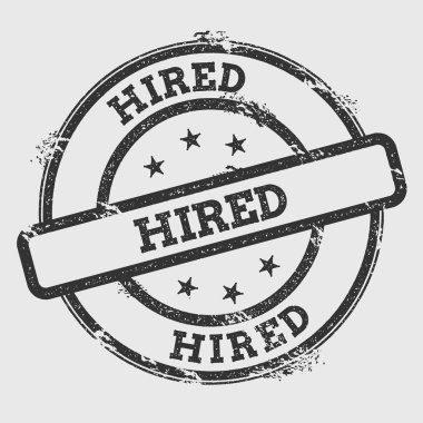 İşe alınan damga izole Grunge beyaz arka plan üzerinde metin mürekkep dokulu yuvarlak mühür ve