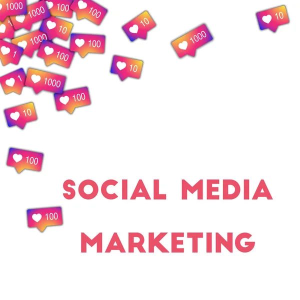 Social media marketing icone di social media in astratto sfondo forma con contatore gradiente — Vettoriale Stock