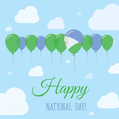 Cibuti Millî gün düz vatansever Poster satır balon Cibuti bayrağı mutlu renklerde