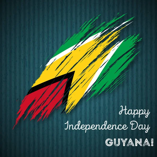 Dia da independência da Guiana Design Patriótico Pincel Expressivo Curso em cores da bandeira nacional no escuro —  Vetores de Stock