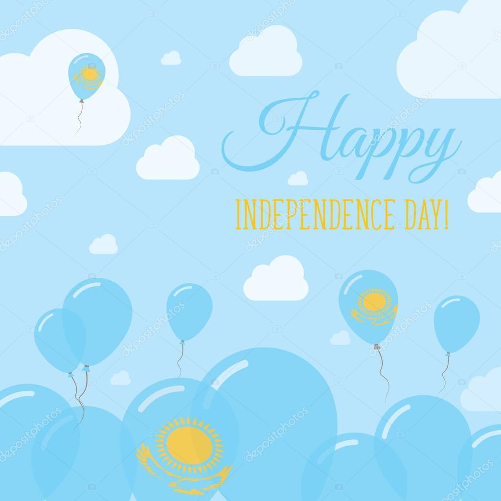 Kazakhstan Independence Day Flat Patriotic Design Kazakhstani Flag Balloons Happy National Day