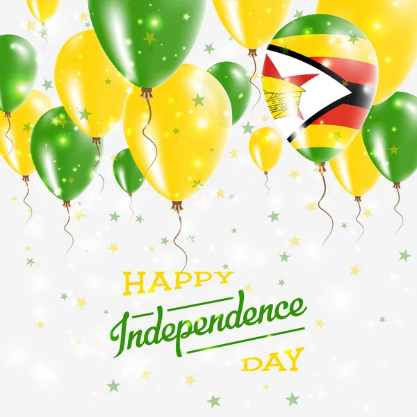Zimbabwe vektor vlastenecké plakát den nezávislosti cedulky s jasně barevnými balónky země — Stockový vektor