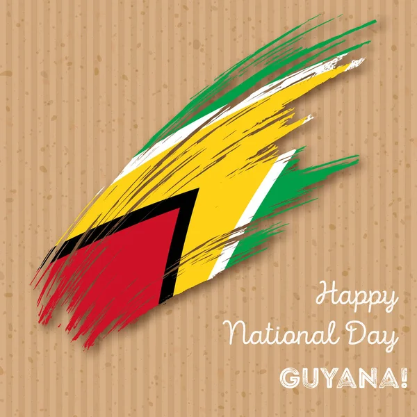 Guyanai függetlenség napja hazafias Design kifejező ecsetvonás nemzeti lobogó színek, a kraft — Stock Vector