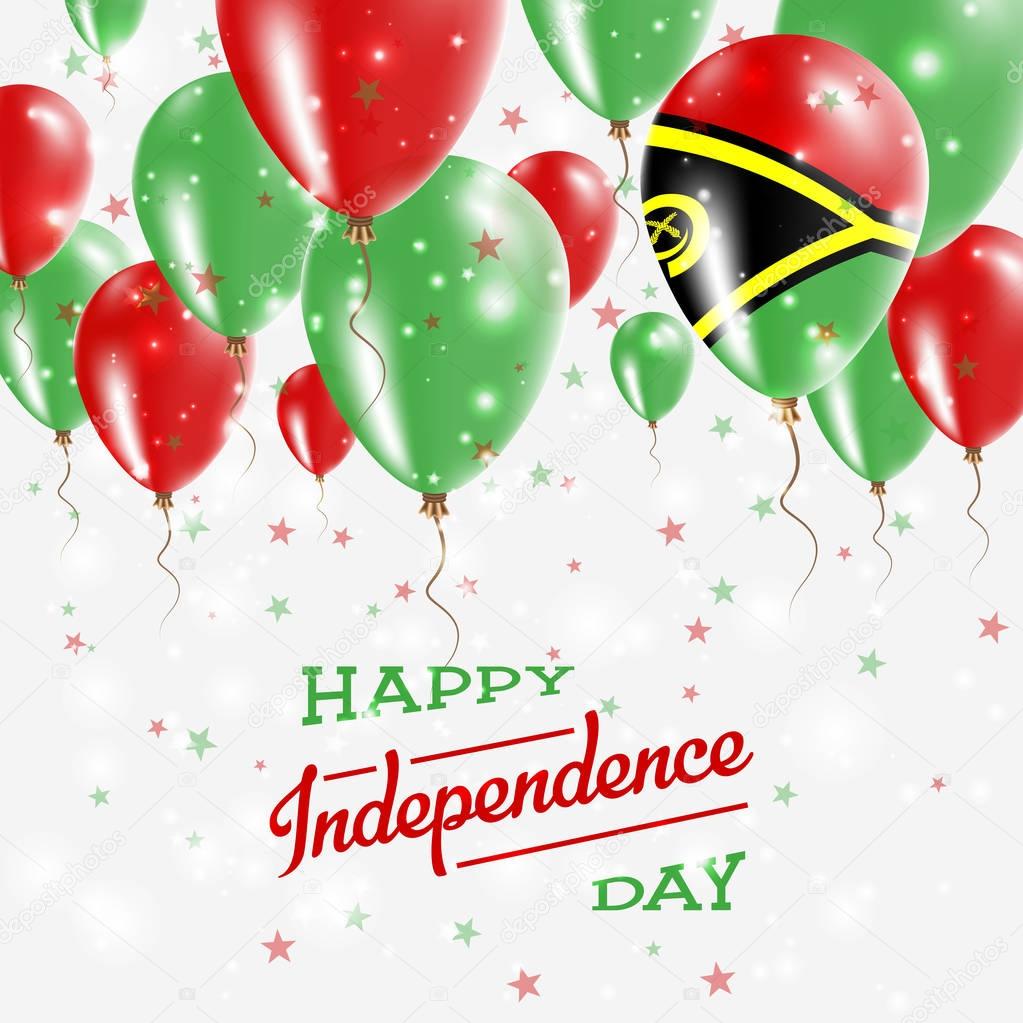Vanuatu Vector Patriotic Poster Independence Day Placard with Bright Colorful Balloons of Country