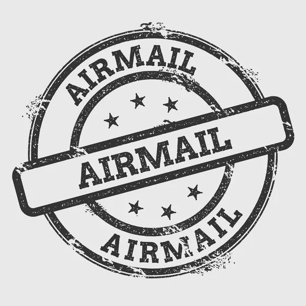 Гумова марка Airmail ізольована на білому тлі Ущільнення круглої щілини з текстурою чорнила і — стоковий вектор