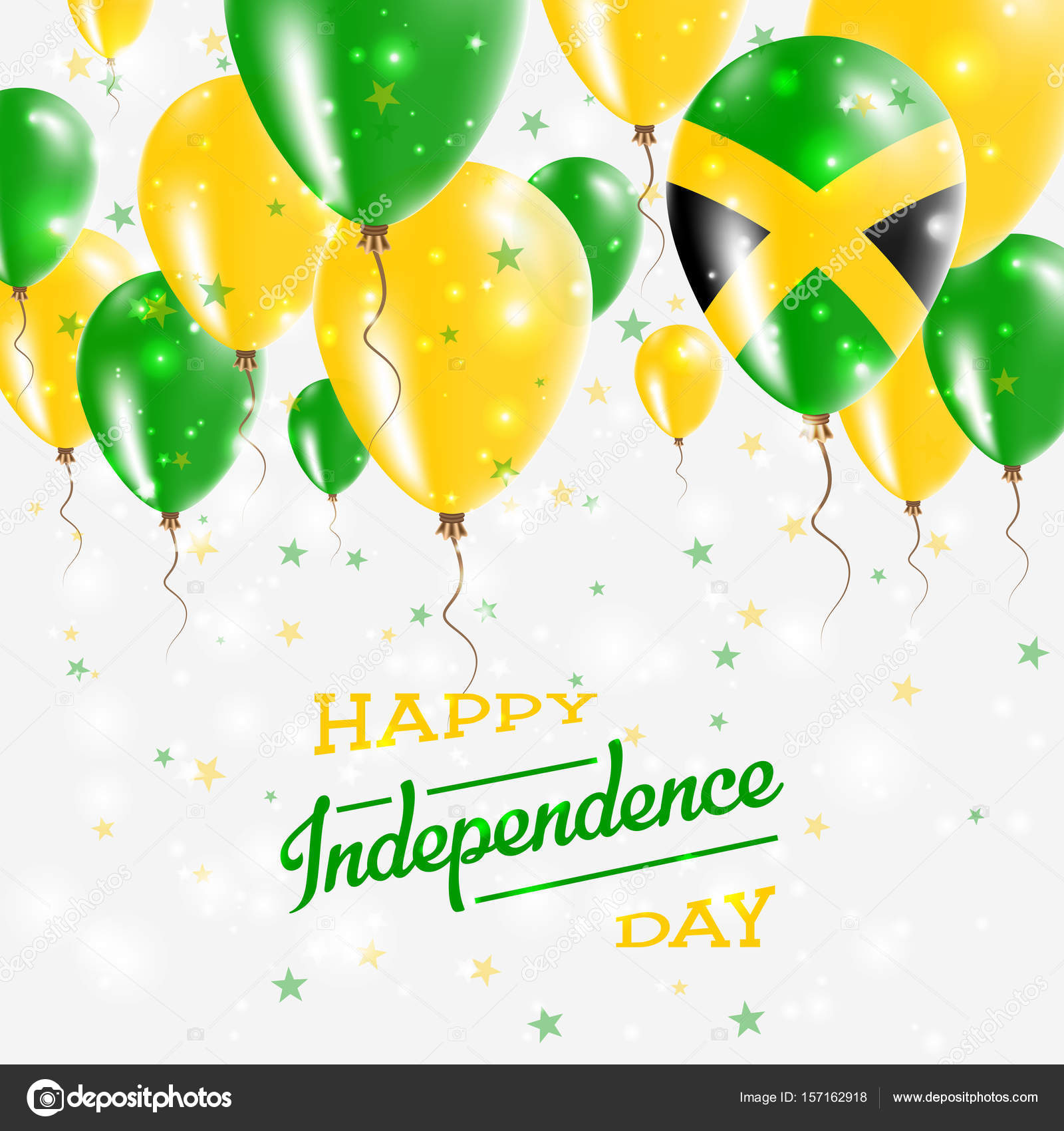 Jamaica Vector Patriotic Poster Independence Day Placard with Bright