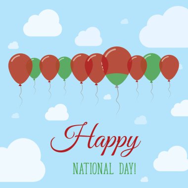 Beyaz Rusya Ulusal gün düz vatansever Poster satır balon Belarus bayrağının mutlu renklerde