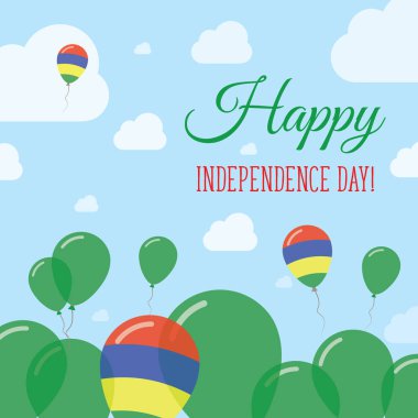 Mauritius Bağımsızlık günü düz vatansever tasarım Mauritian bayrak balonlar Happy Milli gün vektör