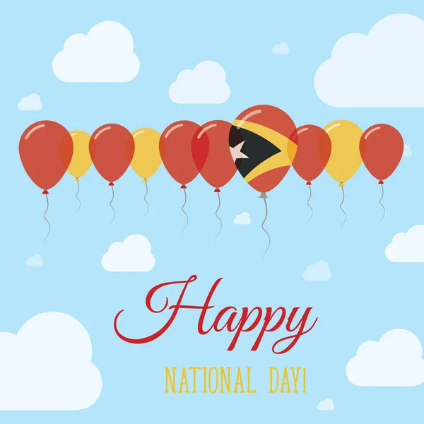 Dia Nacional do TimorLeste Plano Pôster Patriótico Fila de Balões nas Cores da bandeira timorense —  Vetores de Stock