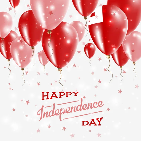 Tonga Vector Patriótico Poster Dia da Independência Placard com brilhantes balões coloridos do país — Vetor de Stock