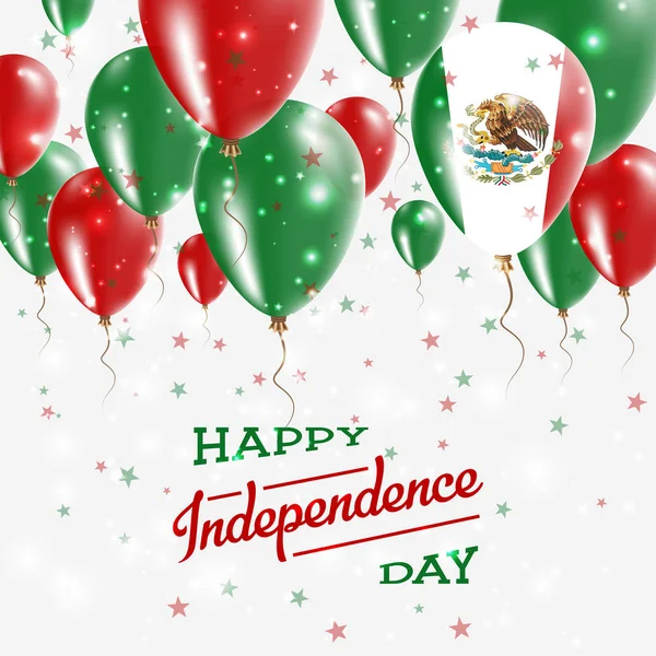 Messico Vector Patriotic Poster Independence Day Placard con palloncini colorati luminosi del paese — Vettoriale Stock