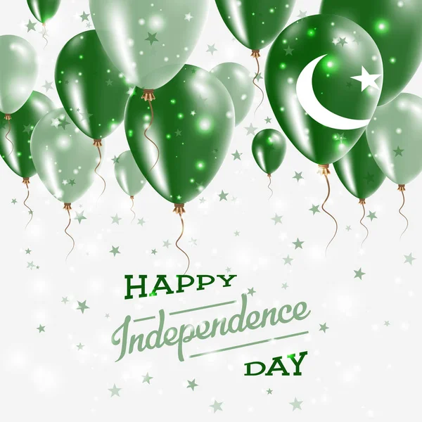 Pakistán Vector Patriotic Poster Independence Day Placard con brillantes globos de colores del país — Vector de stock