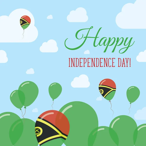 Vanuatu Jour de l'indépendance Appartement Patriotique Design NiVanuatu Drapeau Ballons Happy National Day Vector — Image vectorielle