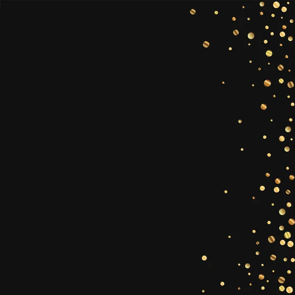 Spärliches Gold Konfetti abstrakter rechter Rand auf schwarzem Hintergrund Vektorillustration — Stockvektor