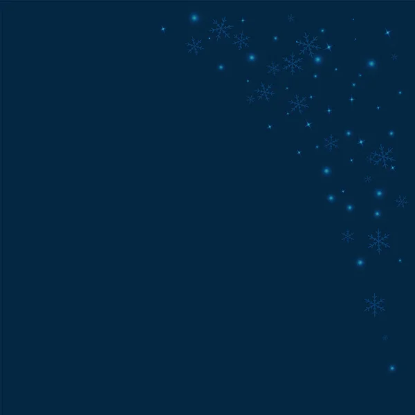 Sparse incandescente neve Top angolo destro su sfondo blu profondo Illustrazione vettoriale — Vettoriale Stock