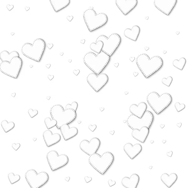 Разбросанные горизонтальные линии с вырезанными белыми бумажными сердцами на белом — стоковый вектор