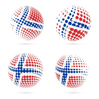 Svalbard yarı ton bayrak vatansever vektör tasarım 3d noktalı resim küre içinde Svalbard Ulusal bayrağını ayarlayın.