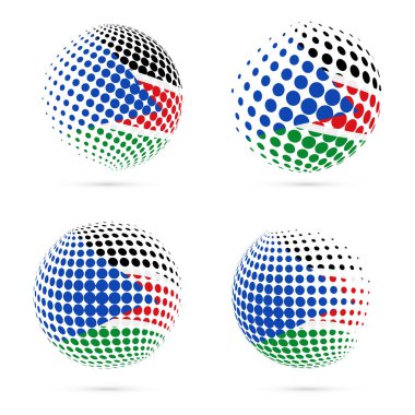 Güney Sudan yarı ton bayrak vatansever vektör tasarım 3d noktalı resim küre Güney Sudan'da Ulusal ayarla