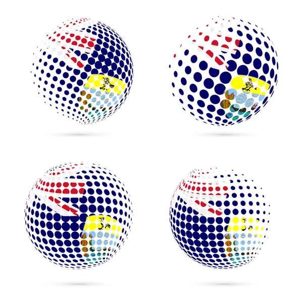 Santa Helena bandera de medio tono conjunto diseño vectorial patriótico esfera de medio tono 3D en Santa Helena nacional — Vector de stock