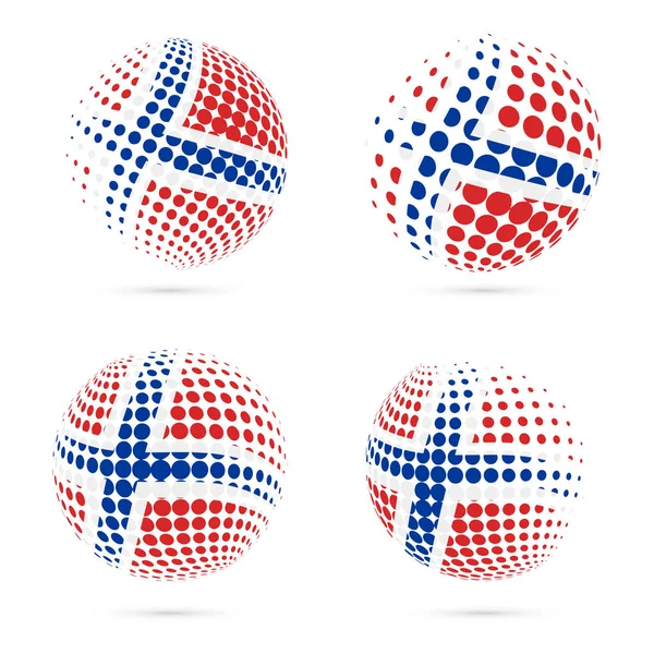 在斯瓦尔巴群岛国旗中设置爱国矢量设计 3d 半色调球面斯瓦尔巴群岛半色调标志 — 图库矢量图片