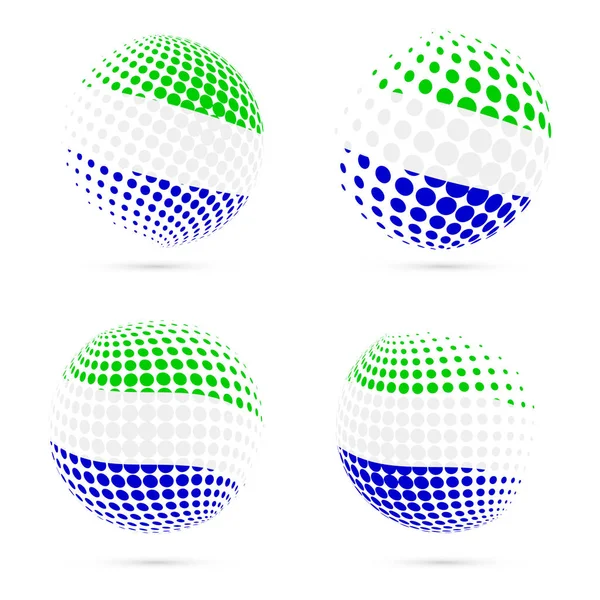 Sierra Leona bandera de medio tono conjunto diseño vectorial patriótico esfera de medio tono 3D en Sierra Leona nacional — Vector de stock