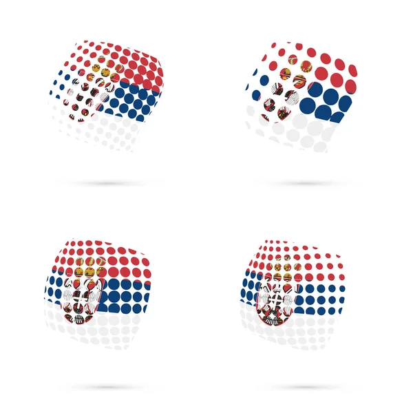 세르비아의 국기 색상에 세르비아 하프톤 플래그가 설정 애국 벡터 디자인 3d 하프톤 영역 — 스톡 벡터