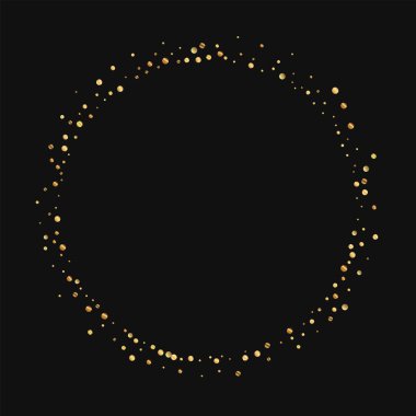 Altın konfeti yuvarlak siyah arka planda vektör çizim şekil