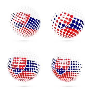 Slovakya yarı ton bayrak vatansever vektör tasarım 3d noktalı resim küre Slovakya ulusal bayrak ayarla.