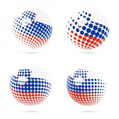 Slovenya yarı ton bayrak vatansever vektör tasarım 3d noktalı resim küre Slovenya ulusal bayrak ayarla.